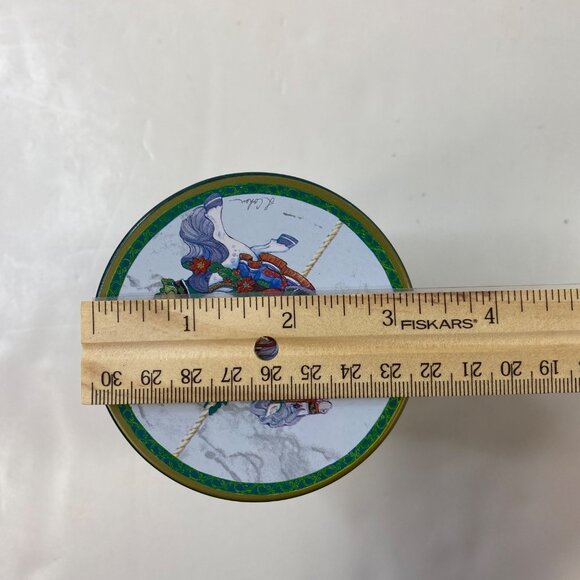 Set Of 2 Vintage Christmas Santa Claus Carousel Window Tin Canisters With Lids - Picture 15 of 16